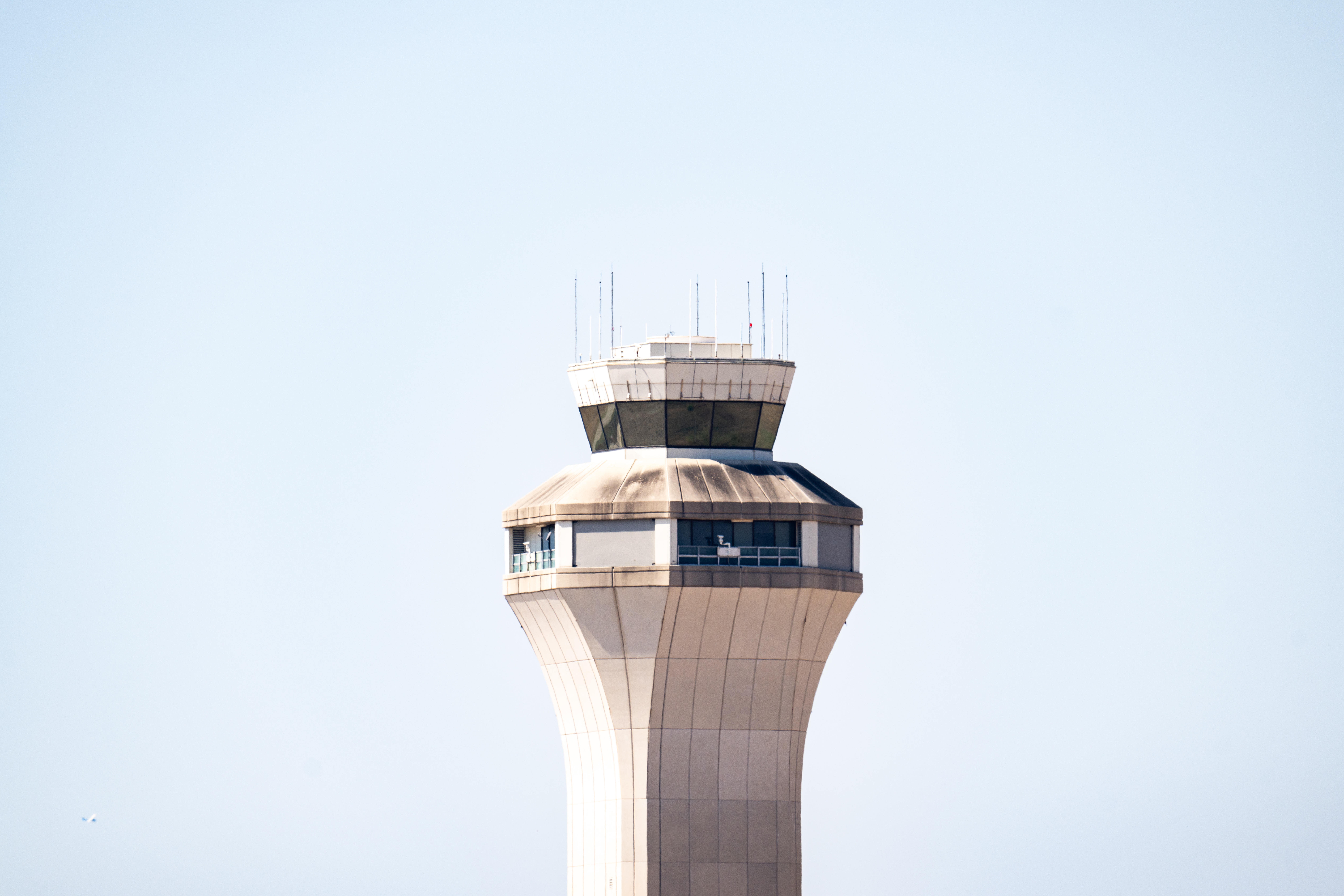 An air traffic control tower is seen Wednesday following the government shutdown at the Austin-Bergstrom International Airport in Austin, Texas. The U.S. government has shut down after Congress failed to pass short-term funding. Nearly seven years ago, air traffic controllers may have helped play ending the last government shutdown.